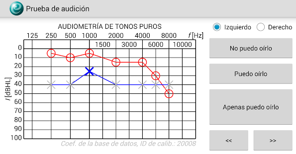 Captura de pantalla de la aplicacion Android Hearing Test