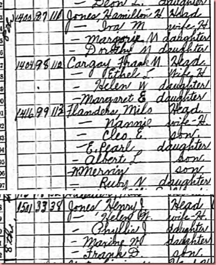 Jones Flanders 1930 census