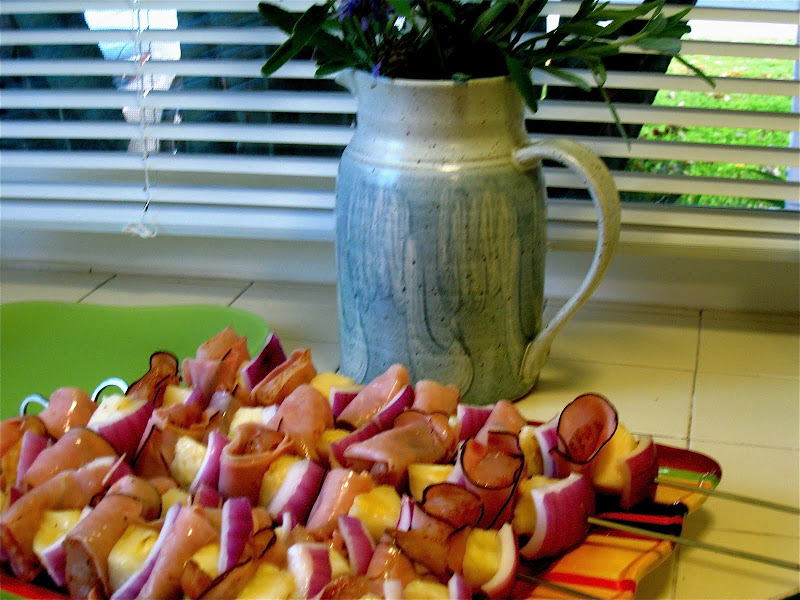 Notes from the Kitchen Sink Mahi Mahi Skewers with Ham, Pineapple, and