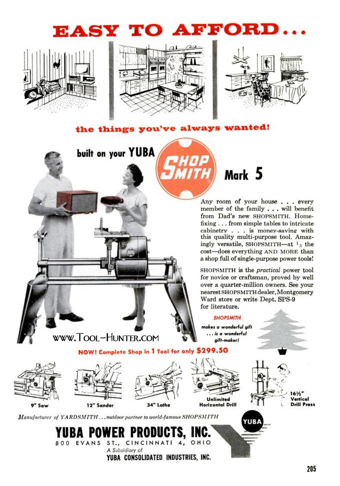 1959 YUBA Shopsmith Mark V Ad "Easy to Afford..." - Tool ...
