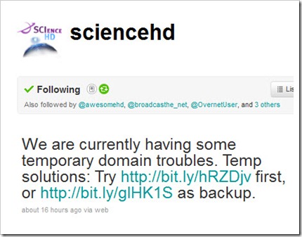 ScienceHD Twitter