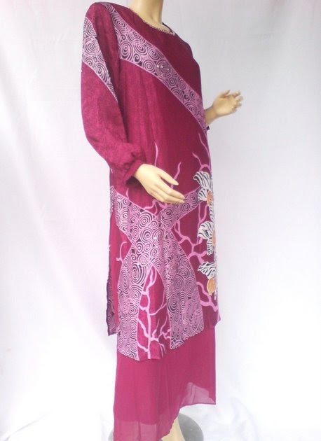 CA021: Batik Abaya Long dress Jubah baju kurung MAROON M 40 | Womens ...