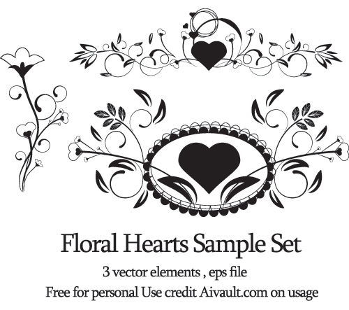 %5BUNSET%5D Weekly Free illustration: floral hearts