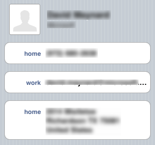 Image of iPhone contact page