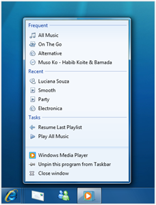 Windows 7 Jumplist