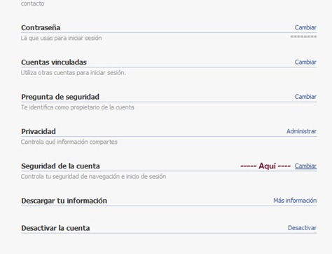 Conexion segura en Facebook