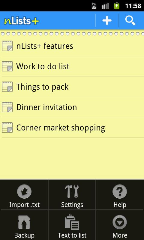 Android application n Lists + screenshort