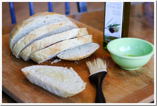 brush bread with olive oil