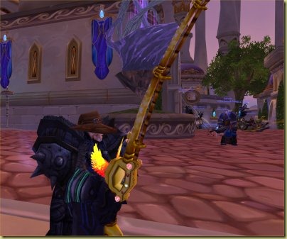 You'd think a rogue would be given the dark rod, but nope it's the shiny bright one.  Bah.