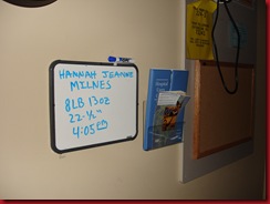 Hannah's sign in hospital room
