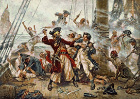 Captura del Pirata Barbanegra en 1718
