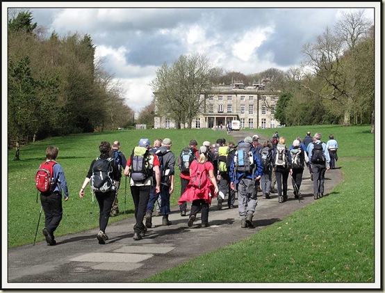 Walkers purposefully march towards The Siege of Haigh Hall
