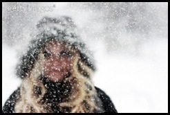 Girl in blizzard