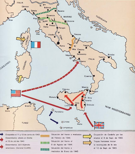 Mapa - El Asalto Aliado de Italia durante la Segunda Guerra Mundial ...