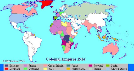 Mapa De Los Imperios Coloniales En 1914 - slingo