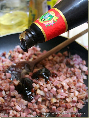 Adding Oyster Sauce to Char Siu Filling
