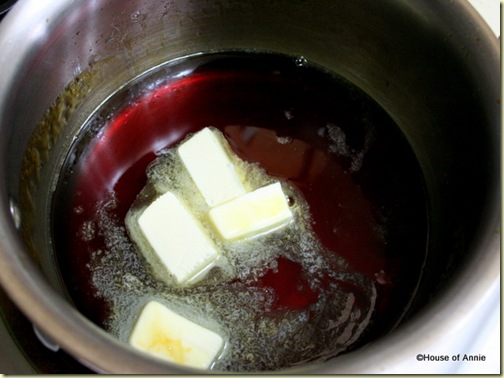  Melting Butter in Caramel Sauce for Malaysian Honeycomb Cake