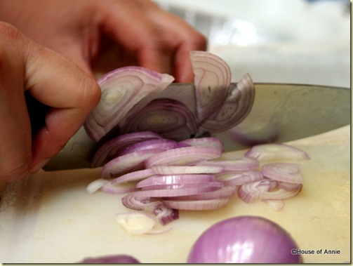 thinly slice up four shallots