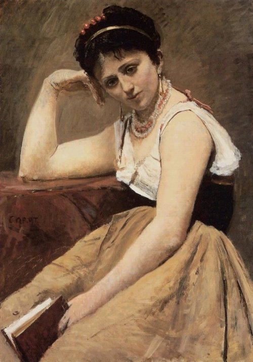 Jean-Baptiste-Camille Corot - La lecture interrompue, 1870
