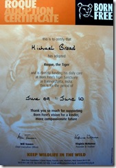 Born Free Adoption Certificate and sponsorship