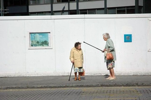 two old ladies in the street
