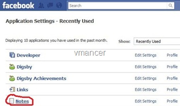 application setting-facebook-notes-vmancer