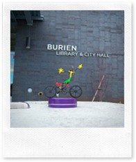 Wheelie in front of the Burien Library!