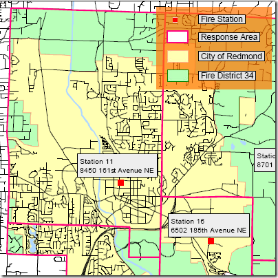 Redmond fire response area map: Fire Station 11