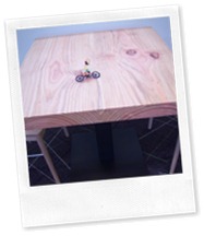 Wheelie on Wood Table