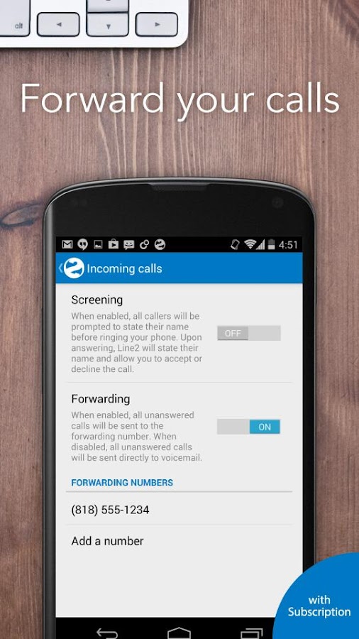 Line2: Second Phone Number - screenshot