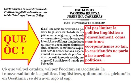 lo punt 6 de la letra duberta a la directora de la Politica Lingüistica de la Generalitat de Catalunya