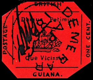 British Guiana One Cent Black on Magenta