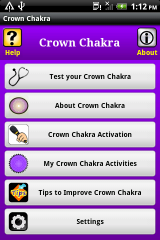 Android application Crown Chakra ,sahasrara chakra screenshort