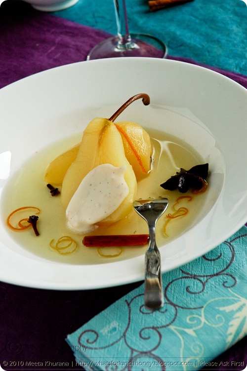 Prosecco Pears with Blood Orange Mascarpone Cream (03) by MeetaK