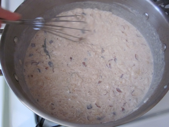 simmering mixture in pot until thick