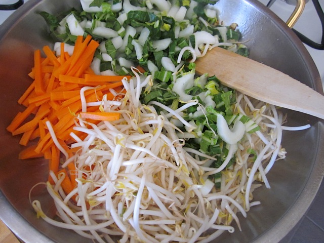 veggies in pan ready to stir fry