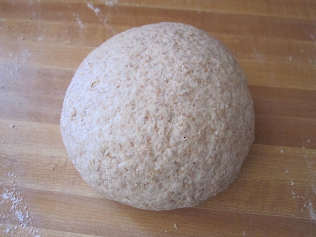 shaped dough ball on counter 