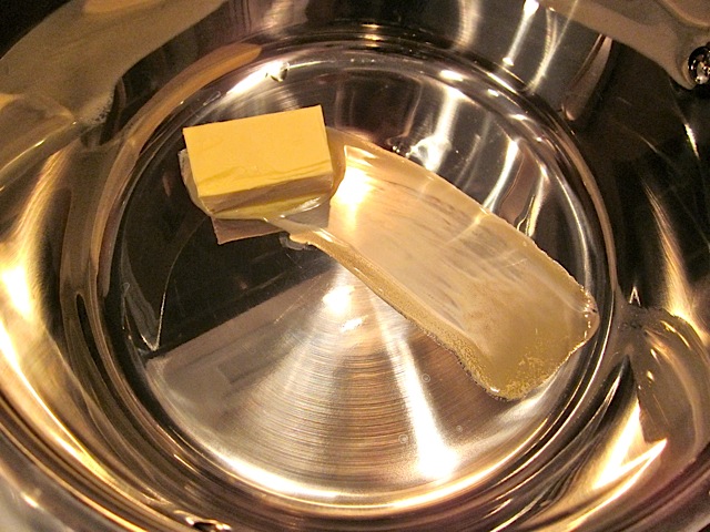 butter melting in pot 