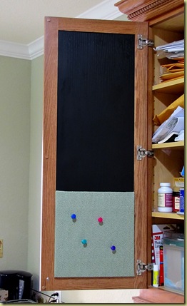 chalkboard cabinet door hung