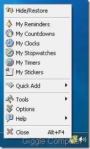 Timeleft - system tray menu