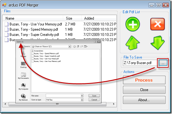 Arduo Pdf Merger - Choose output file