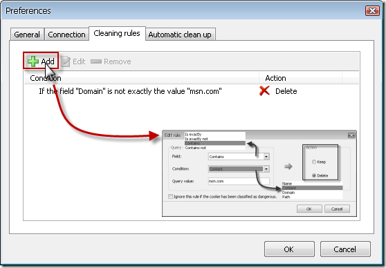 CookieCrumber - Preferences - Cleaning rules