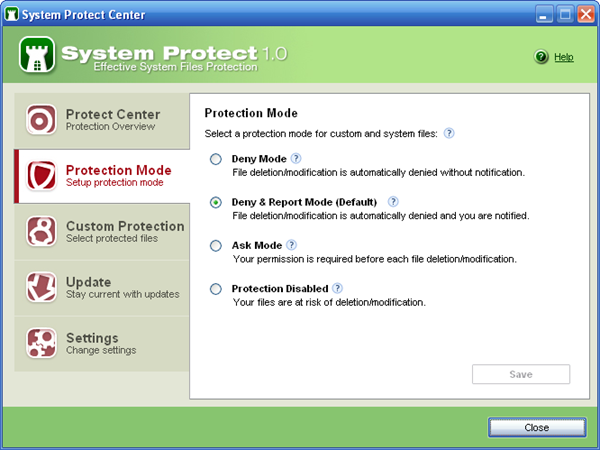 System Protect - Protection Mode