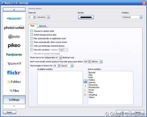 Main settings