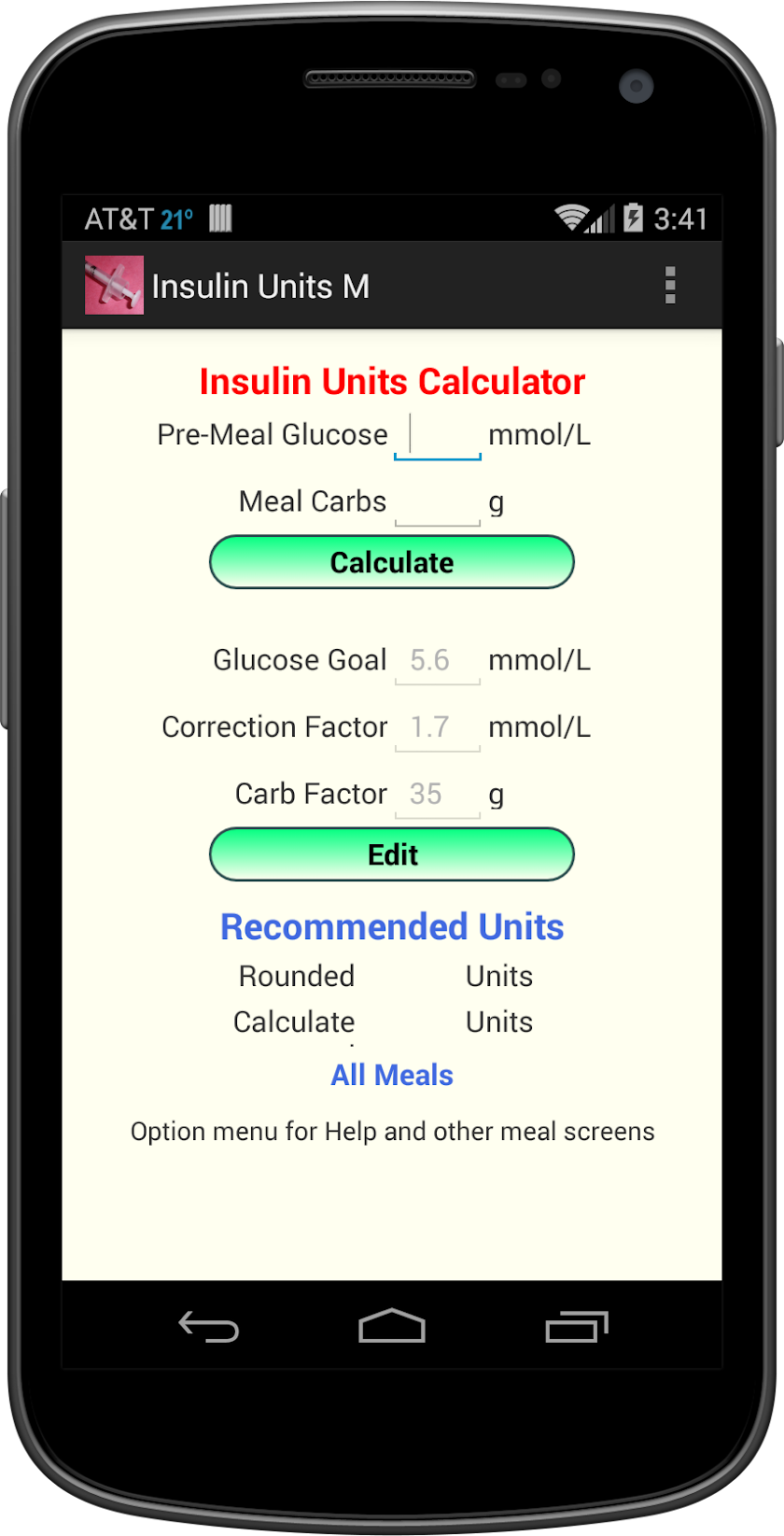 Insulin Units M Screen 1