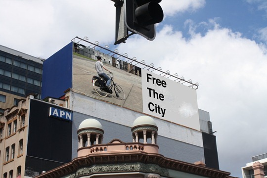 Faux bicycle billboard in Australia