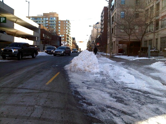 Toronto snow bump-out traffic calming measure
