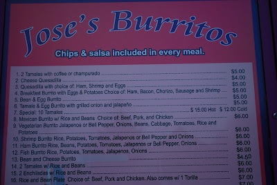 Jose's Burritos  -menu