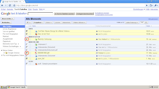 Docs Backup: Bestimmte Dateien auswählen