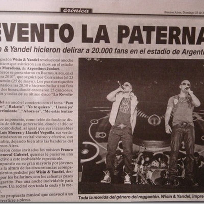 Publicacion En Diario Argentino De Show De Wisin Y Yandel
